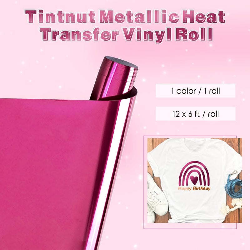 Tintnut Metallic Heat Transfer Vinyl Roll Red Purple Chrome HTV - 12"x 6 ft Foil Holographic Iron On Vinyl for DIY T-Shirts Handbags Hats Crafts - Image 2